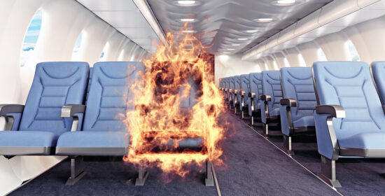 Of All The Airplane Seats Of The Empty Plane, One Is On Fire